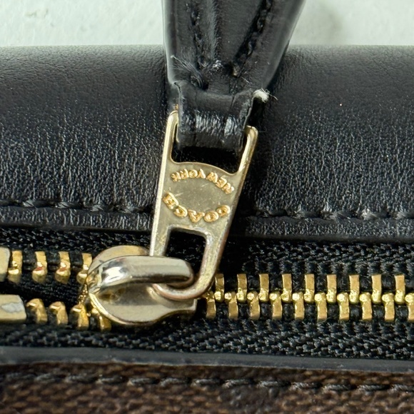 Coach F57319 Signature PVC With Leather Checkbook Wallet Brown Black - Picture 6 of 8